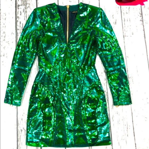 Balmain sequin dress emerald green - Picture 4 of 12